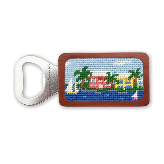 NEEDLEPOINT BOTTLE OPENER, ISLAND TIME