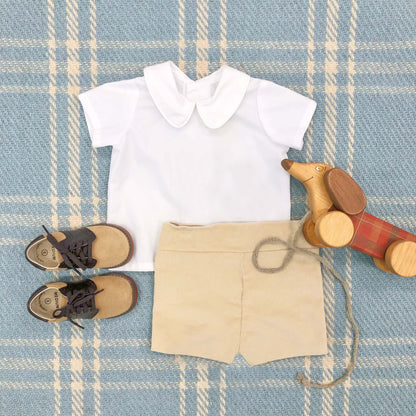 Peter Pan Collar Shirt & Onesie (Short Sleeve Woven) - Worth Avenue White