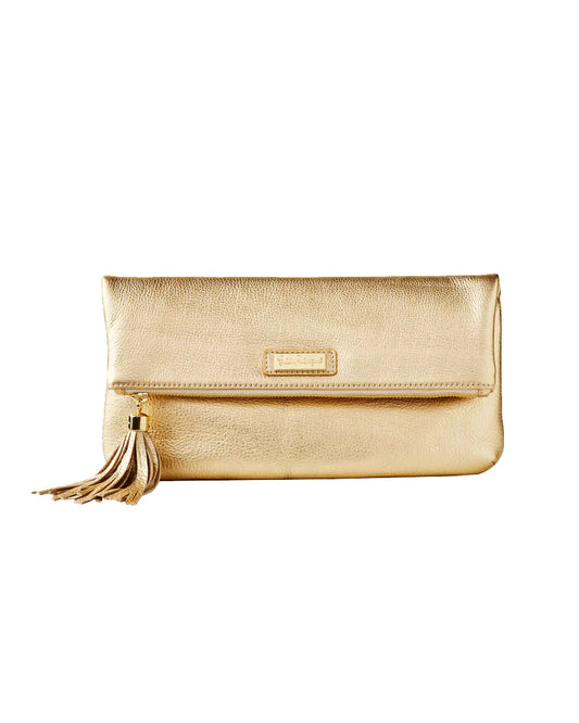 SEASIDE CLUTCH, GOLD METALLIC