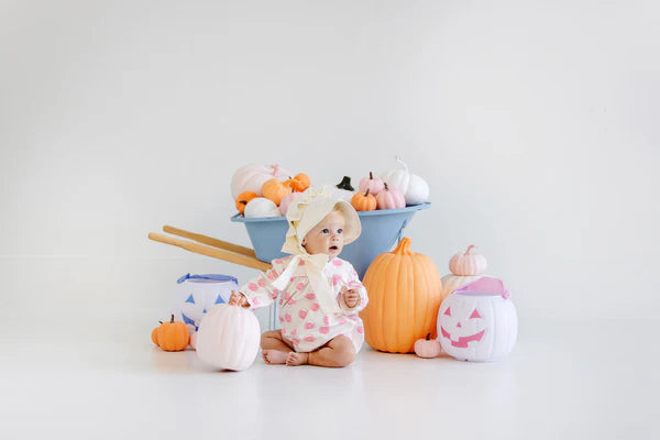 Long Sleeve Penny's Play Bubble - Vintage-Prep Pumpkin Pails (Sandpearl Pink)
