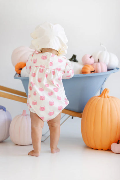 Long Sleeve Penny's Play Bubble - Vintage-Prep Pumpkin Pails (Sandpearl Pink)