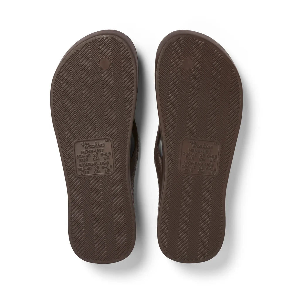 Archies Arch Support Flip Flops, Brown