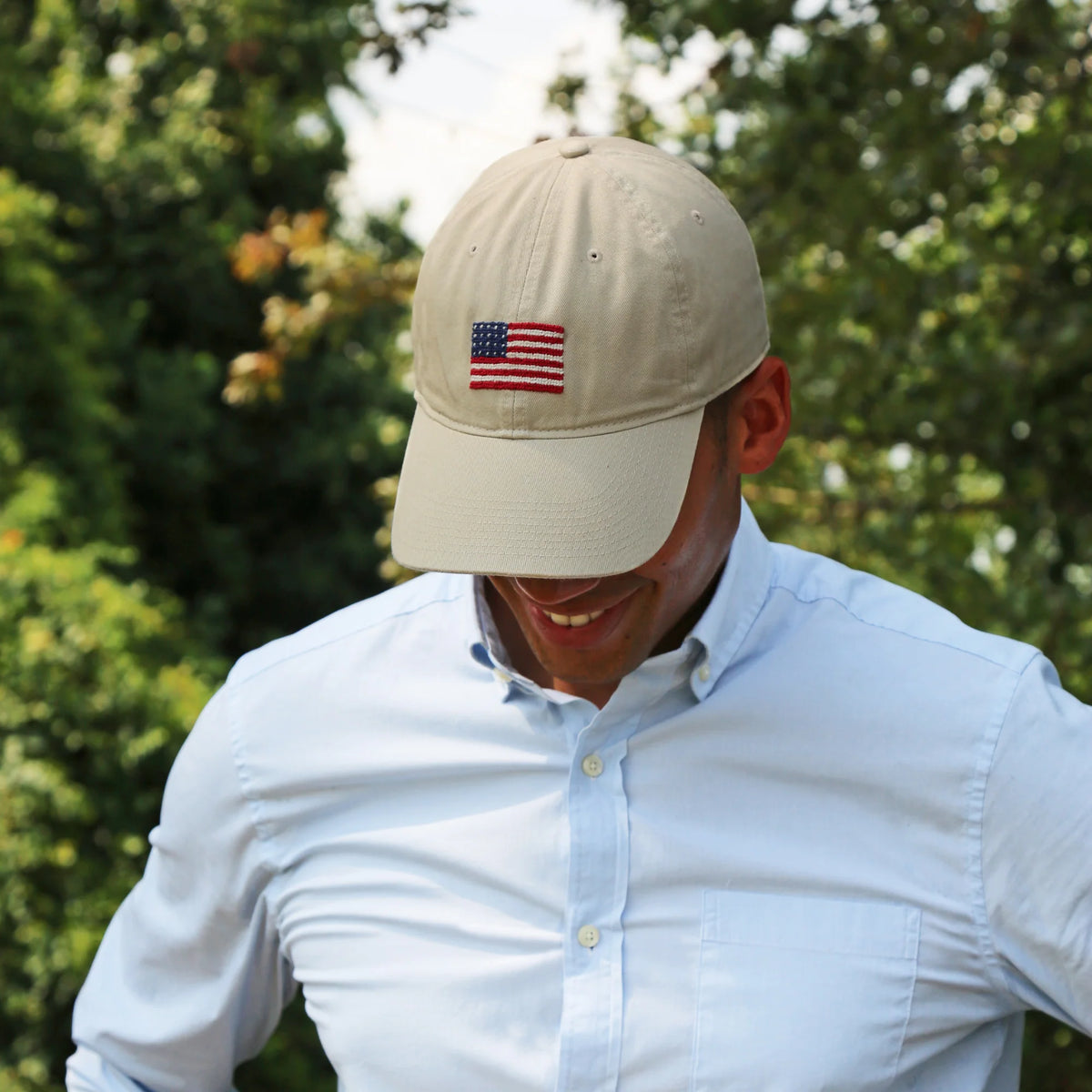 NEEDLEPOINT HAT, American Flag STONE