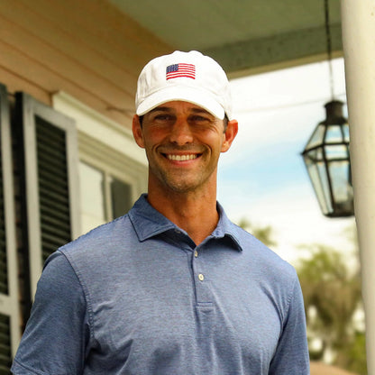NEEDLEPOINT HAT, American Flag WHITE