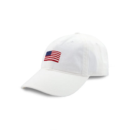 NEEDLEPOINT HAT, American Flag WHITE