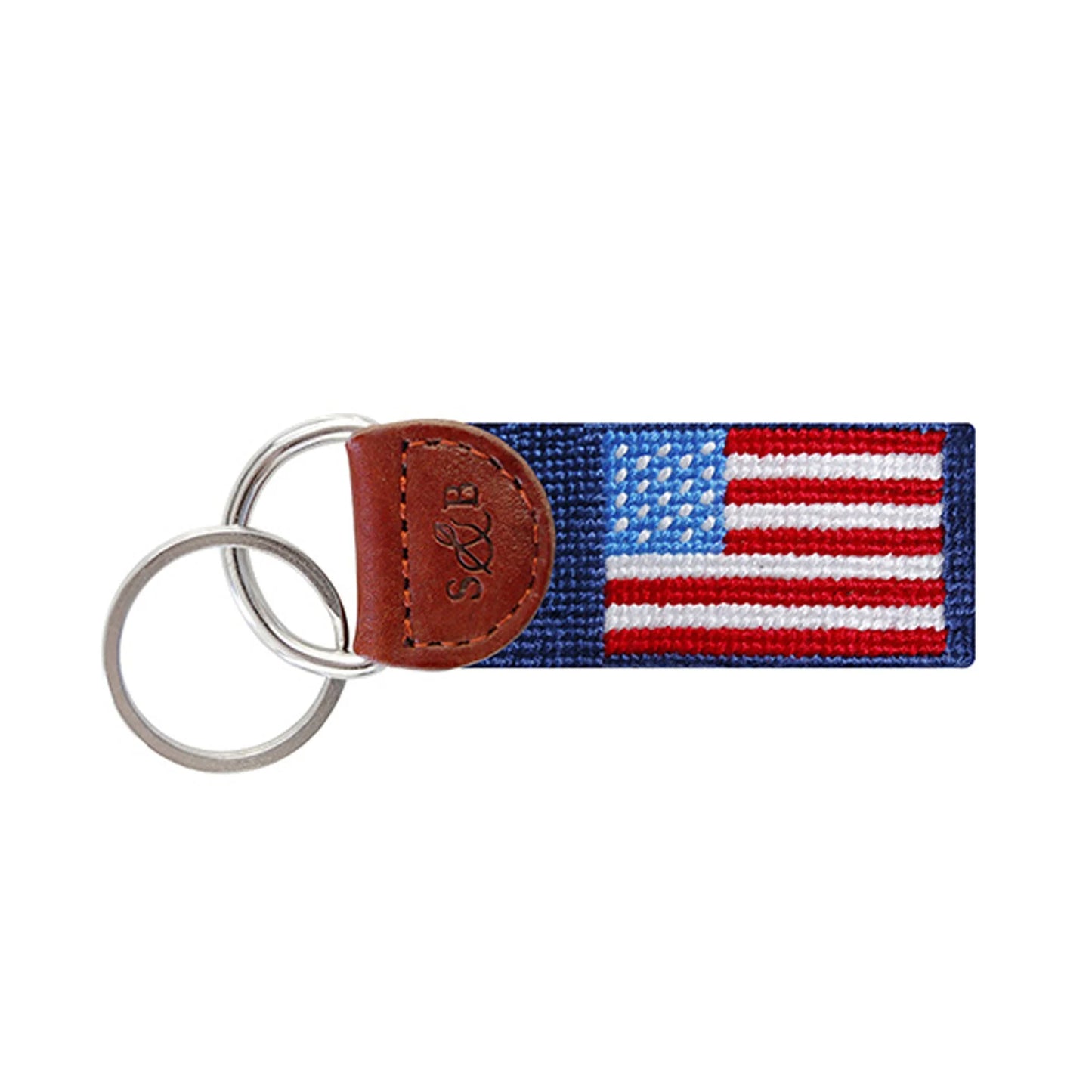 NEEDLEPOINT KEY FOB, American Flag Navy