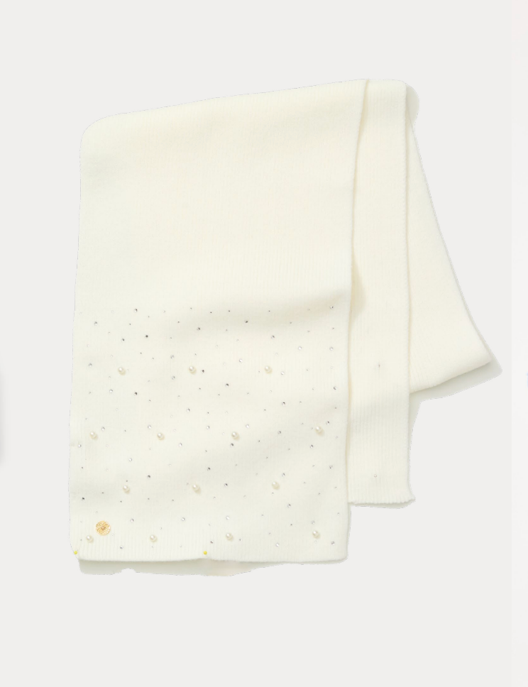 EMBELLISHED Pearl SCARF, COCONUT