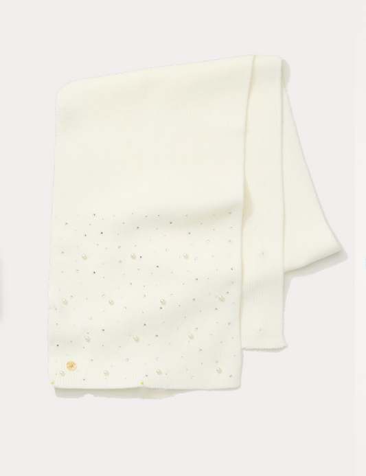 EMBELLISHED Pearl SCARF, COCONUT