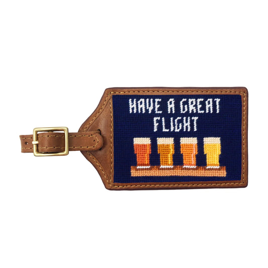 NEEDLEPOINT LUGGAGE TAG, Have a Great Flight (Beer Flight)