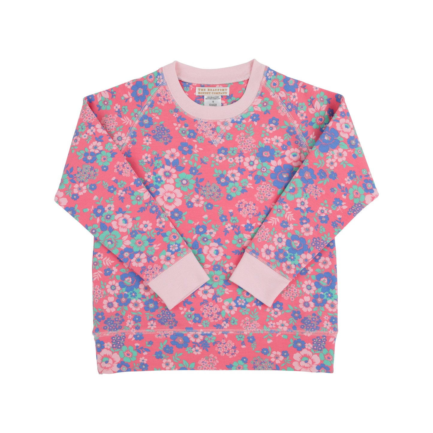 Cassidy Comfy Crewneck - Girls - Mt. Paran Mini Floral with Palm Beach Pink