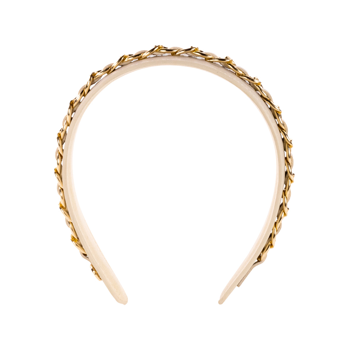 Chain Embellished Headband, Resort White – Palm Place display picture 1