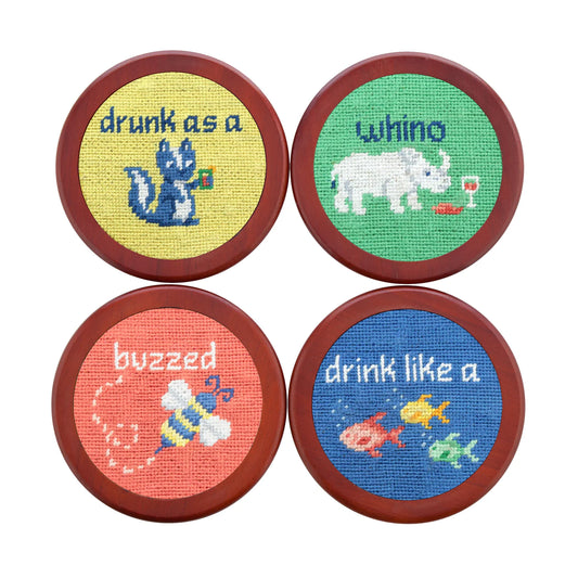 NEEDLEPOINT COASTERS, COCKTAIL CRITTERS
