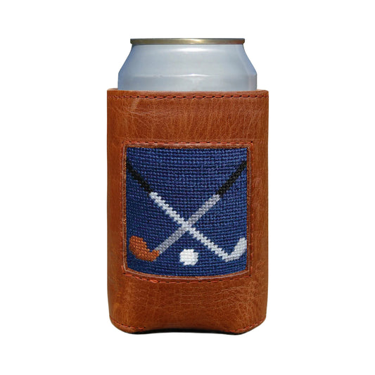 NEEDLEPOINT CAN COOLER, CROSSED CLUBS