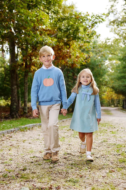Isaac's Intarsia Sweater, 
Barrington Blue/Pumpkin