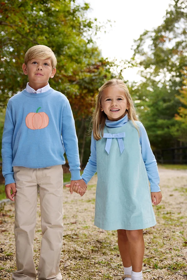 Isaac's Intarsia Sweater, 
Barrington Blue/Pumpkin