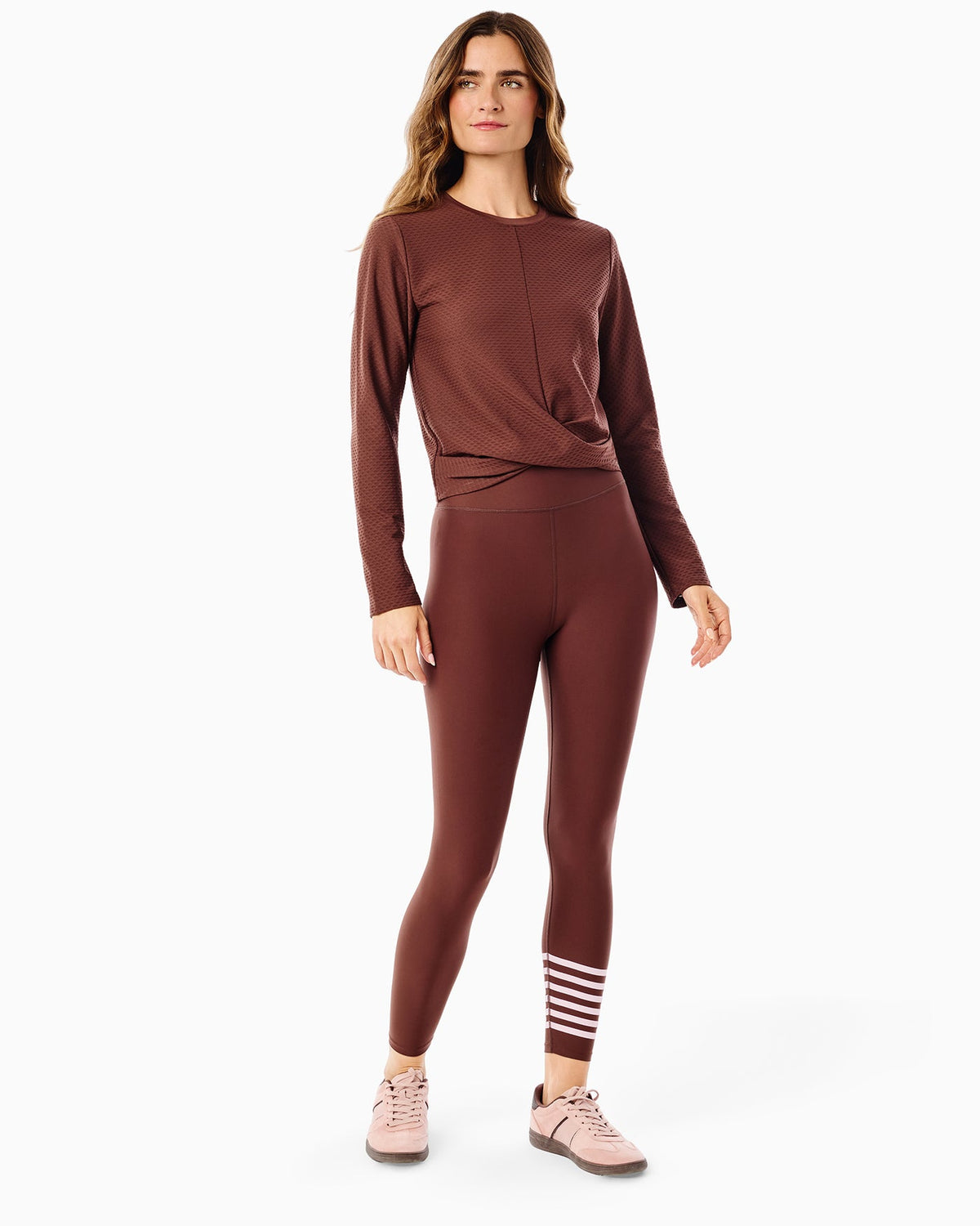 ACTIVE MESH TOPSPIN LONG SLEEVE TOP - MILK CHOCOLATE