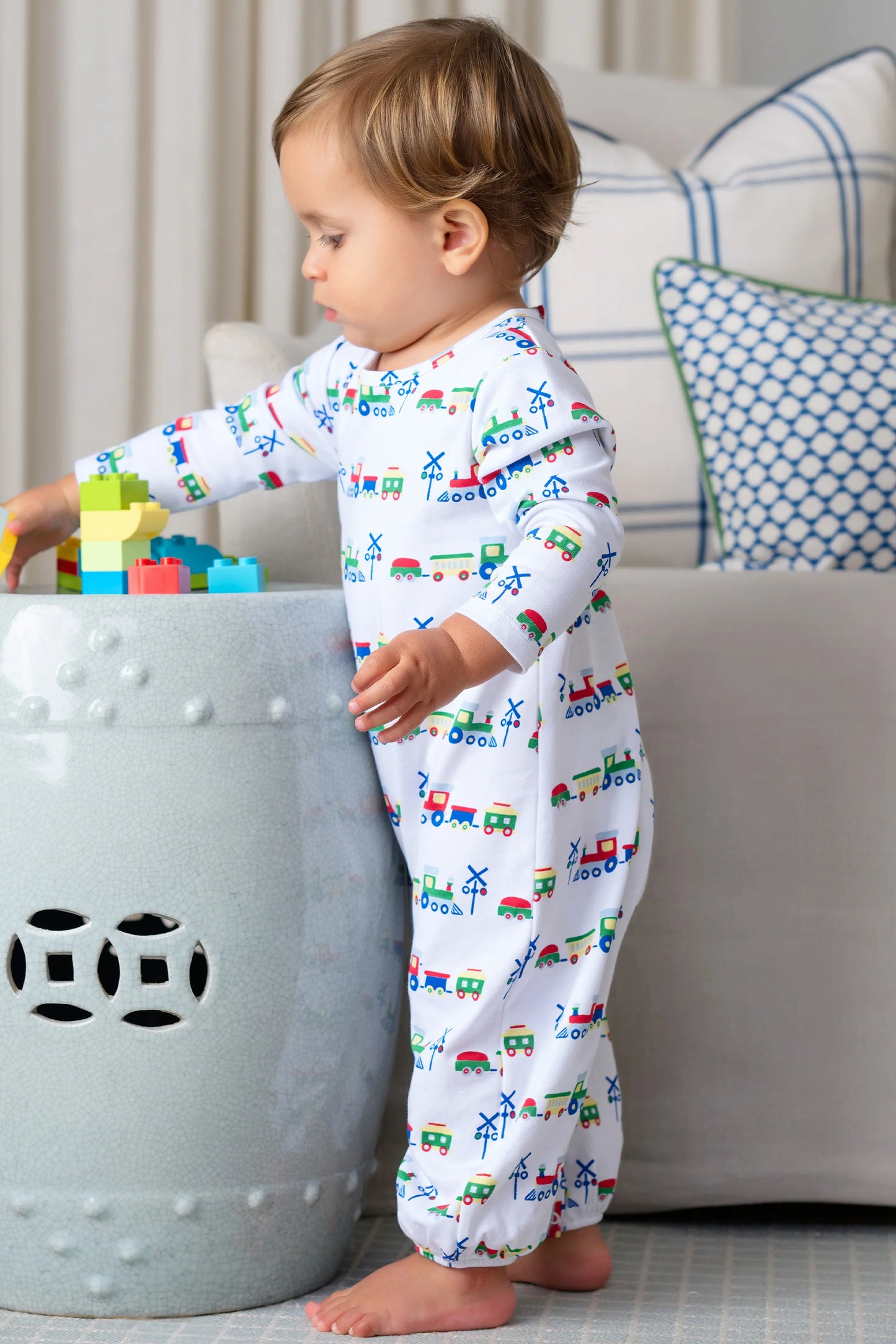 Long Sleeve Patton Play Romper, 
Chatham Choo Choo