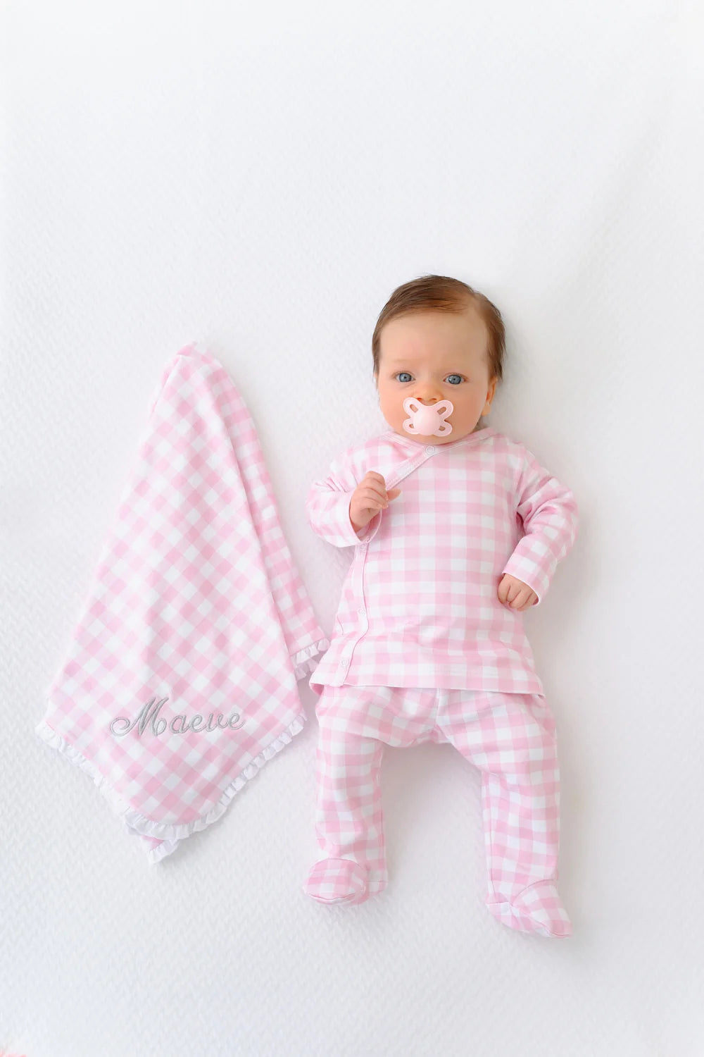 Baby Buggy Blanket, Palm Beach Pink Gingham / Worth Avenue White