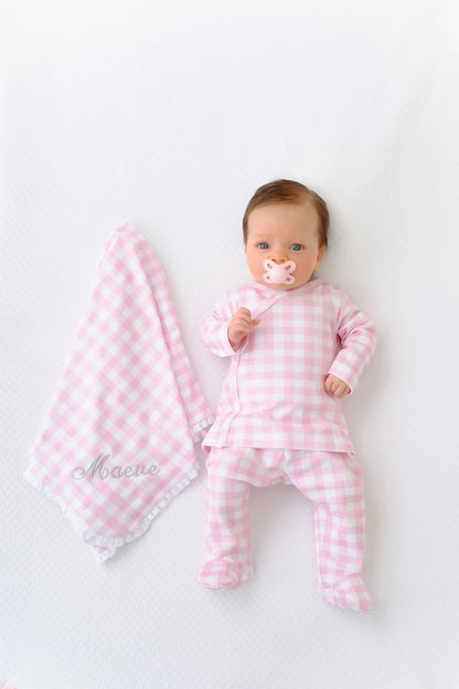 Baby Buggy Blanket, Palm Beach Pink Gingham / Worth Avenue White