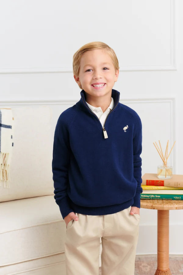 Hayden Half Zip Sweater, 
Nantucket Navy/Osprey Oatmeal