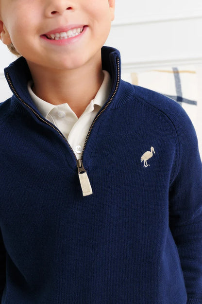 Hayden Half Zip Sweater, 
Nantucket Navy/Osprey Oatmeal