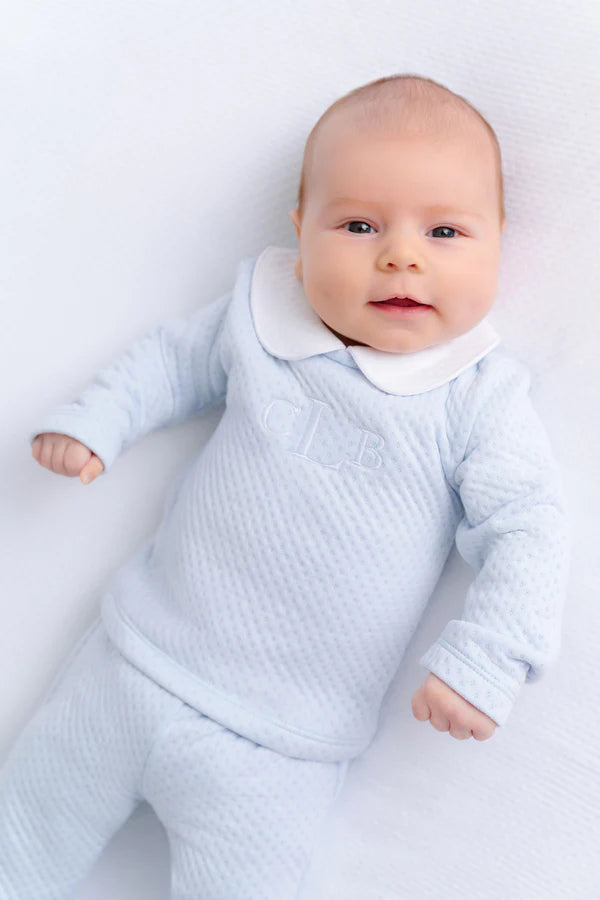 Harts Hold Me Set- Pima Jacquard, 
Buckhead Blue/Worth Ave White