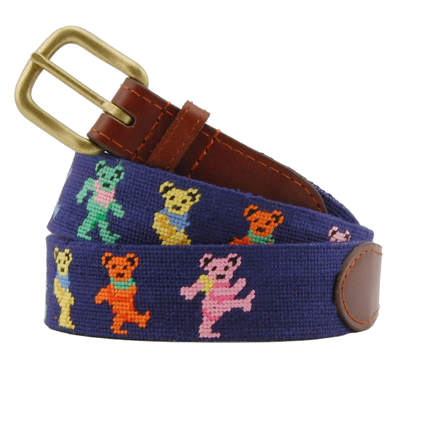 NEEDLEPOINT BELT, DANCING BEARS