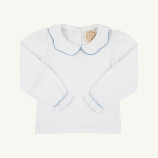 Emma's Top- Onesie- Knit, 
Worth Ave White/Barrington Blue