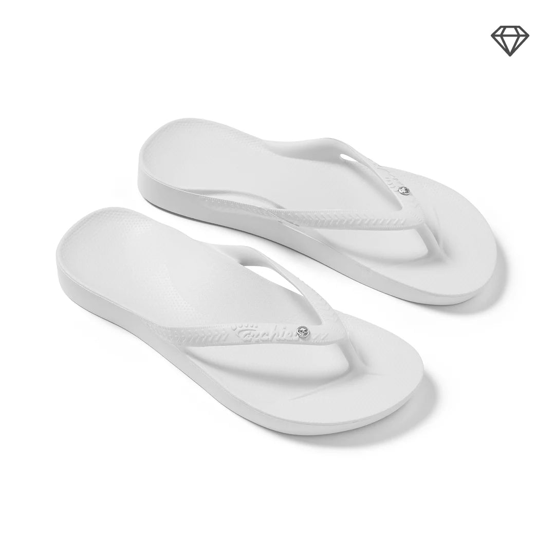 Archies Arch Support Crystal Flip Flops, Crystal White