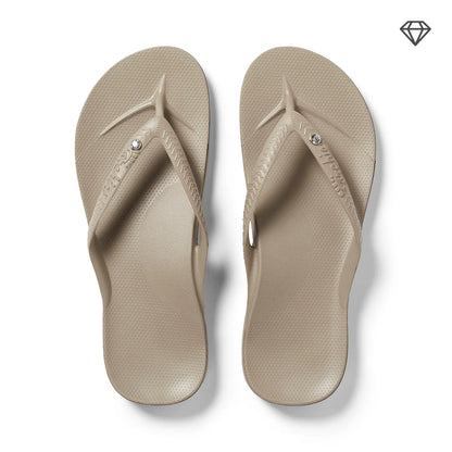Archies Arch Support Crystal Flip Flops, Crystal Taupe