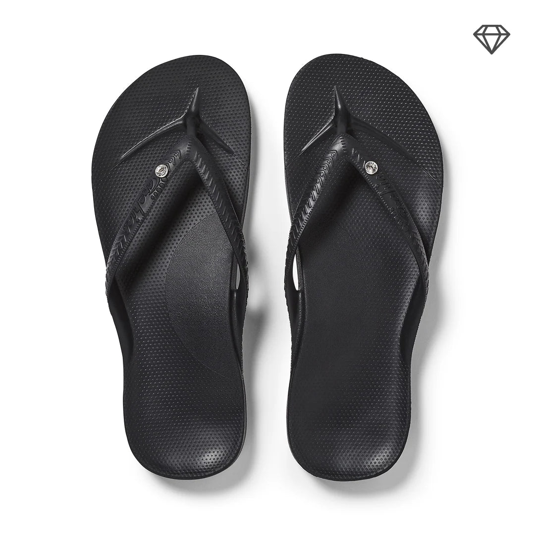 Archies Arch Support Crystal Flip Flops, Crystal Black