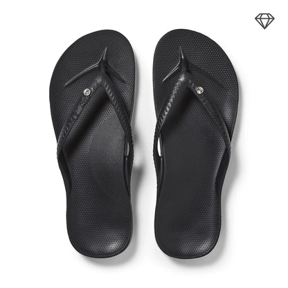 Archies Arch Support Crystal Flip Flops, Crystal Black