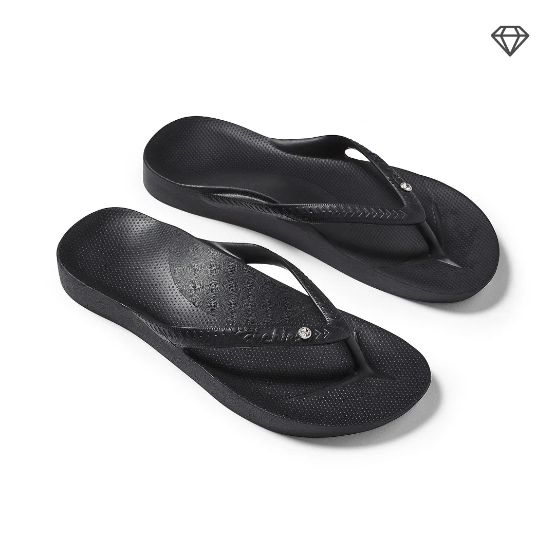 Archies Arch Support Crystal Flip Flops, Crystal Black