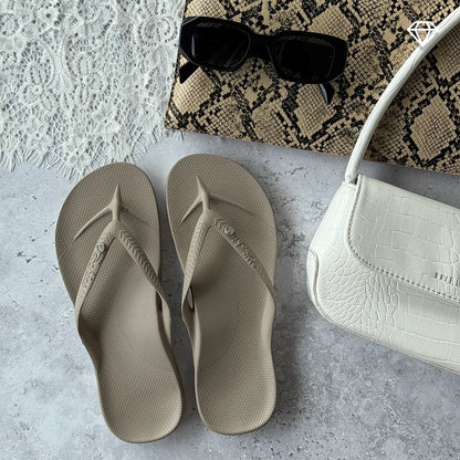 Archies Arch Support Crystal Flip Flops, Crystal Taupe