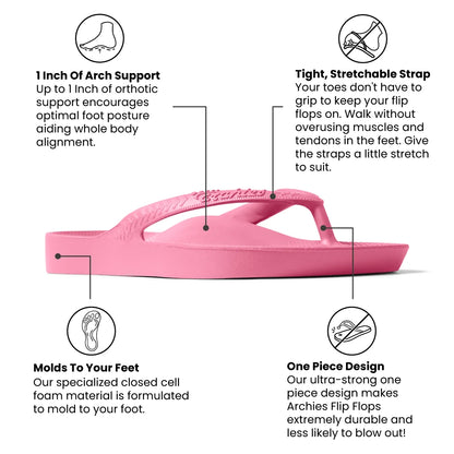 Archies Arch Support Flip Flops, Hot Pink