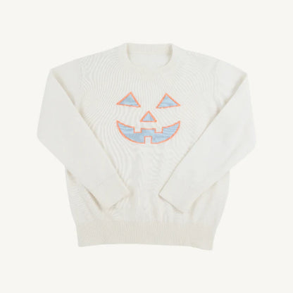 Isaac's Intarsia Sweater, Palmetto Pearl/Pumpkin Face