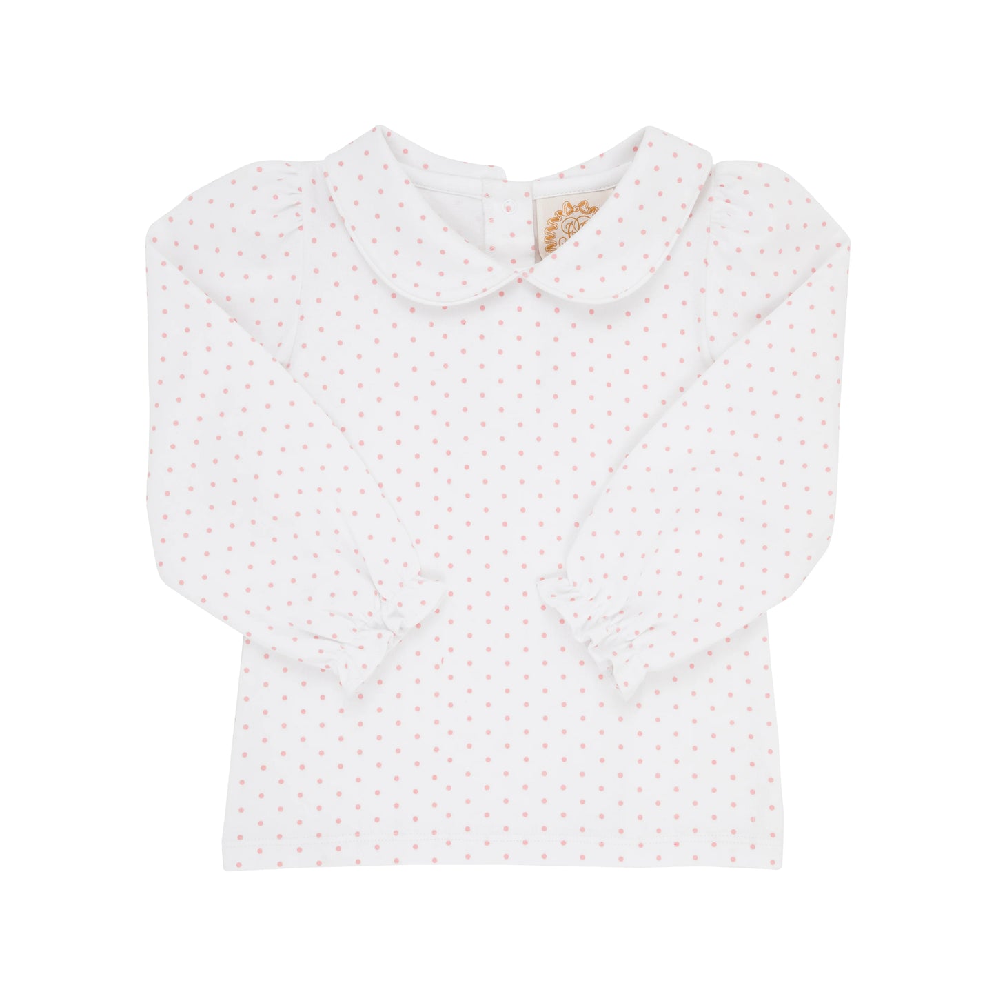 Maude's Peter Pan Collar Shirt - Pima LS, 
Sandpearl Pink Microdot