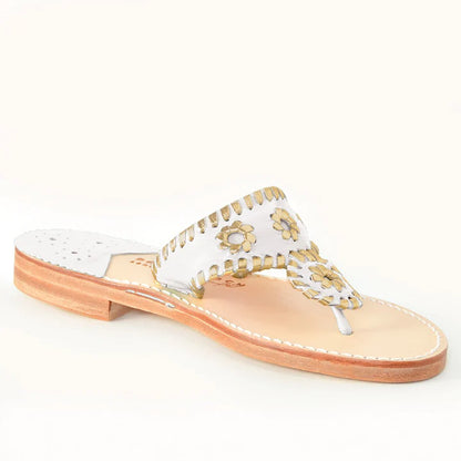 PALM BEACH SANDALS, WHITE/GOLD