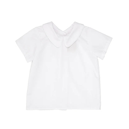 Peter Pan Collar Shirt & Onesie (Short Sleeve Woven) - Worth Avenue White