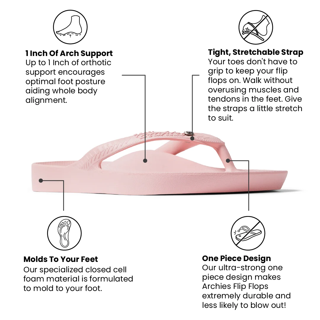 Archies Arch Support Crystal Flip Flops, Crystal Pink