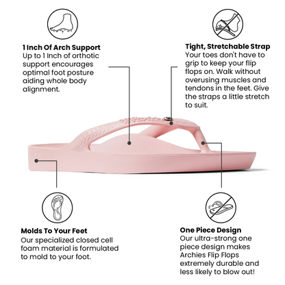 Archies Arch Support Crystal Flip Flops, Crystal Pink