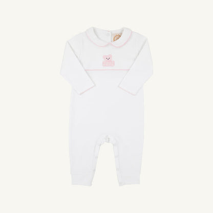 Robbins Romper, 
Worth Ave White/Palm Beach Pink/Bear