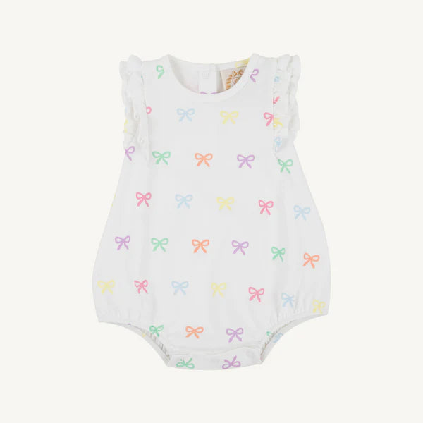 Ruehling Ruffle Bubble - Pima, 
Bitty Bows (Worth Ave White)