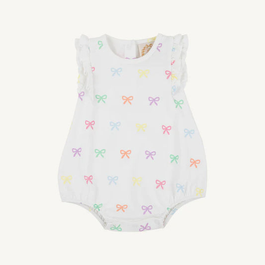 Ruehling Ruffle Bubble - Pima, 
Bitty Bows (Worth Ave White)