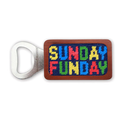 NEEDLEPOINT BOTTLE OPENER, SUNDAY FUNDAY
