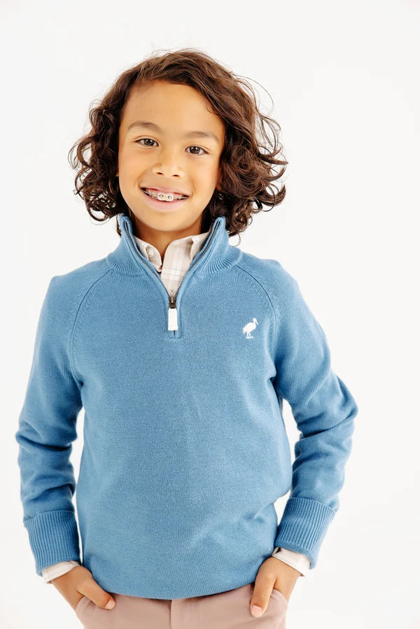 Hayden Half Zip Sweater, 
Barnsley Blue/Palmetto Pearl