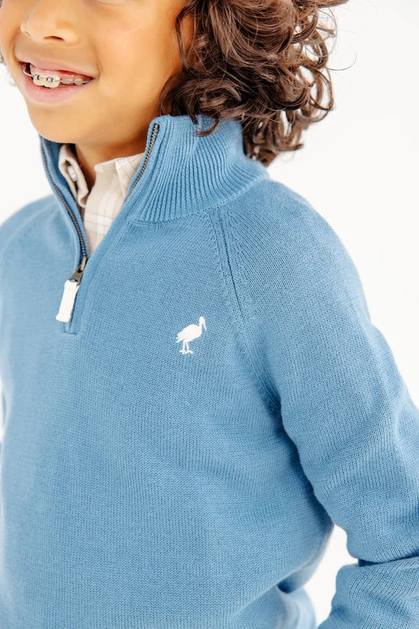 Hayden Half Zip Sweater, 
Barnsley Blue/Palmetto Pearl