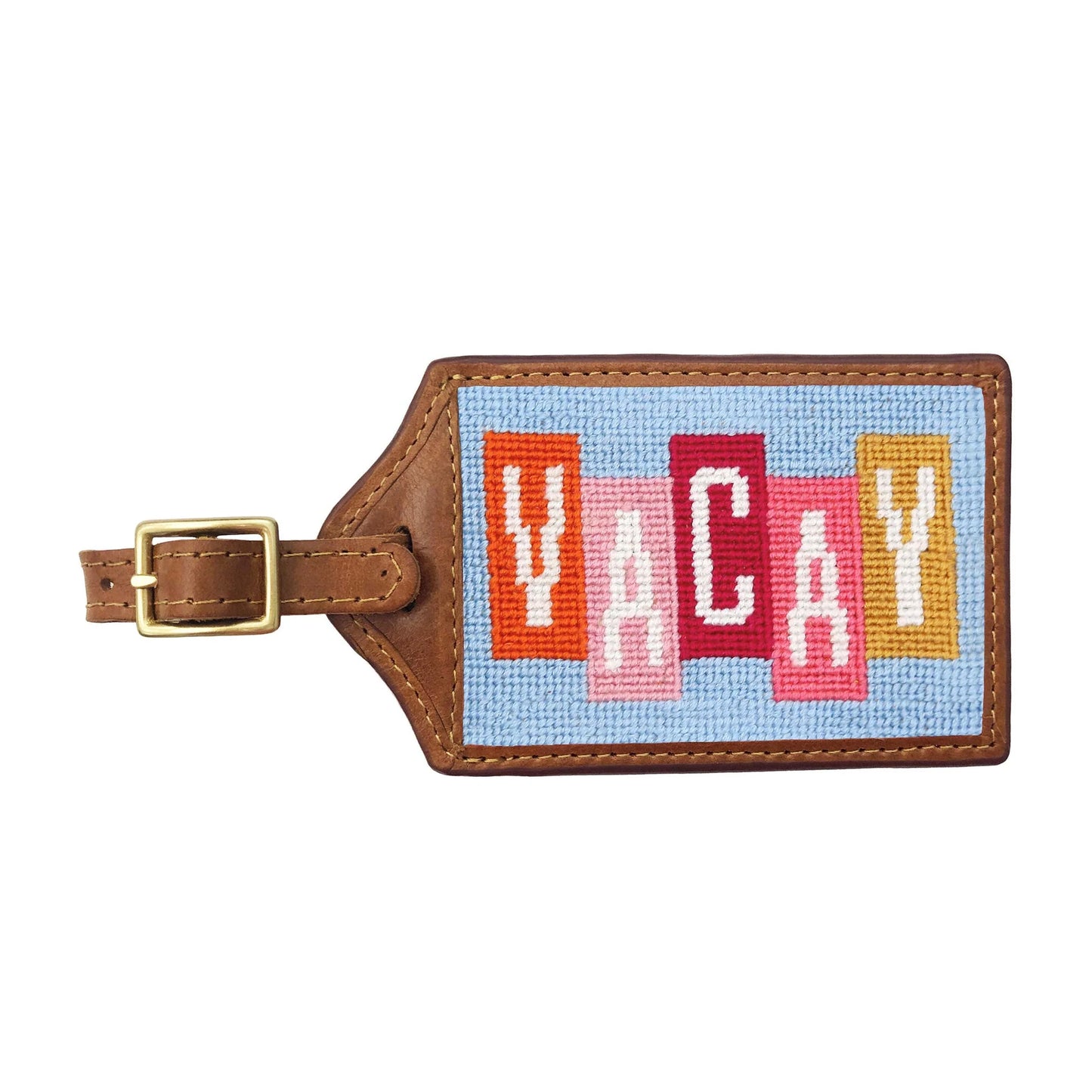 NEEDLEPOINT LUGGAGE TAG, Vacay!