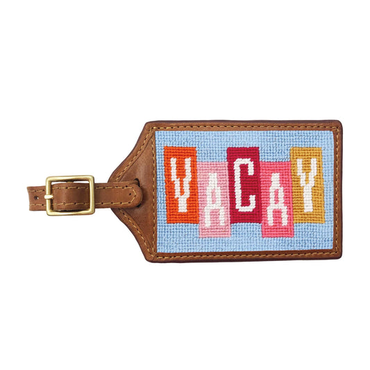 NEEDLEPOINT LUGGAGE TAG, Vacay!