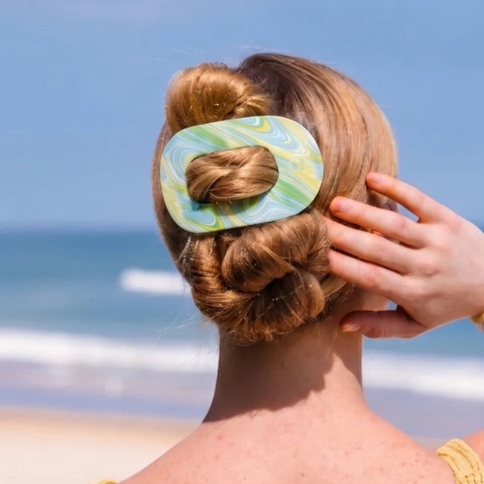 Teleties Flat Round Hair Clip - By the Sea Shore